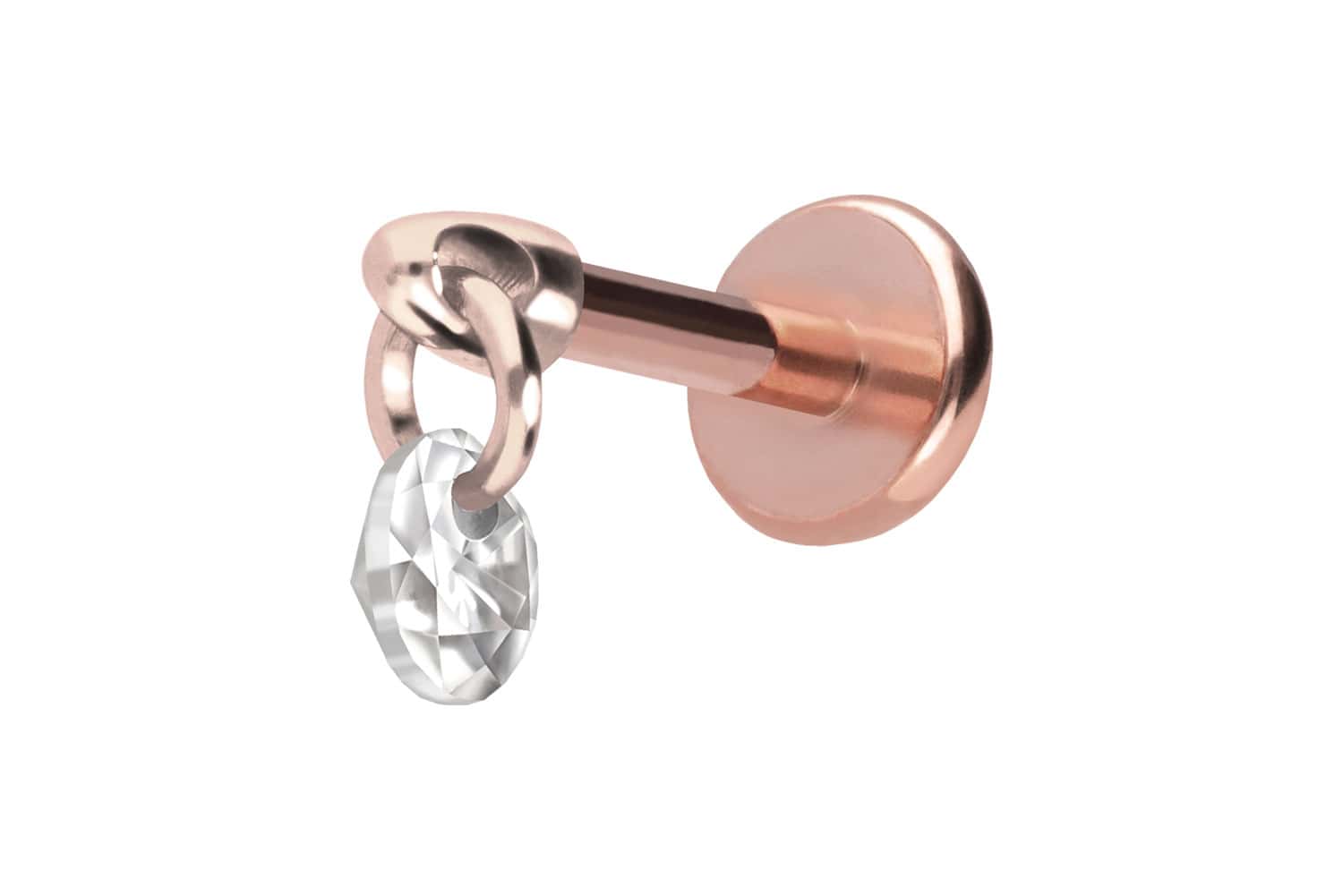 Titan Labret Piercing mit Push Fit RUNDER KRISTALL